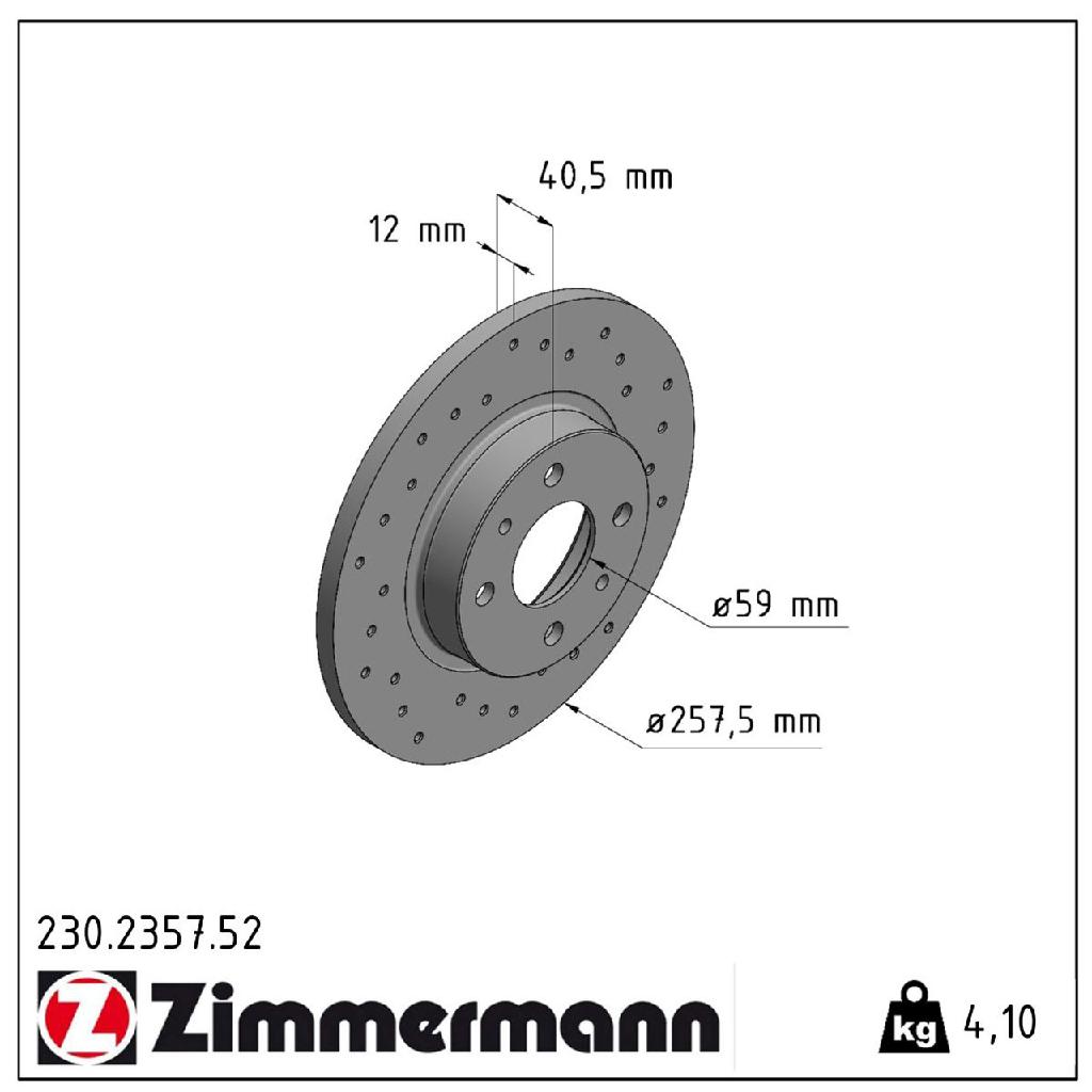 ZIMMERMANN Bremsscheibe 230.2357.52 + Bremsbelagsatz, Scheibenbremse 21436.170.3 Bild ZIMMERMANN Bremsscheibe 230.2357.52 + Bremsbelagsatz, Scheibenbremse 21436.170.3