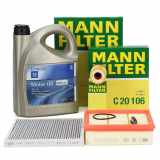 MANN Filterset + 5L ORIGINAL 5W30 dexos1 Gen2 Motoröl OPEL Corsa D 1.0 1.2 1.4 + E 1.2 1.4