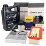 HIRSCHER Filterset 4-tlg + 5L WOLF OFFICIALTECH 5W30 C4 RENAULT Captur 1 Clio 4 1.5 dCi