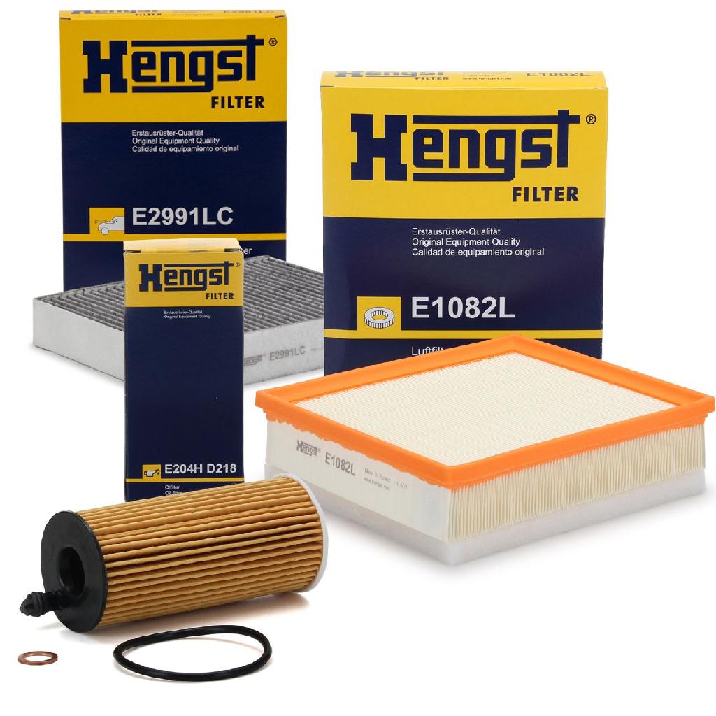 HENGST FILTER Ölfilter E204H D218 + Luftfilter E1082L + Filter, Innenraumluft E2991LC