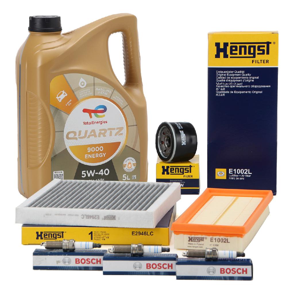HENGST Filterset + 3x BOSCH Zündkerze + 5L TOTAL Motoröl SMART ForTwo (451) 1.0