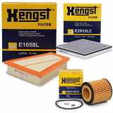 HENGST FILTER Ölfilter E61H D215 + Filter, Innenraumluft E2933LC + Luftfilter E1058L