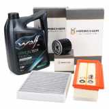 HIRSCHER Filterset 3-tlg + 5L WOLF OFFICIALTECH 5W30 C4 RENAULT Captur 1 Clio 4 1.5 dCi