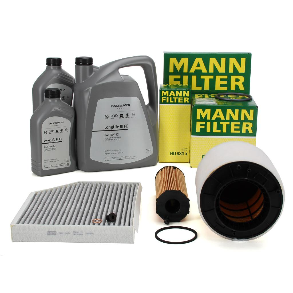 MANN Filterset 3-tlg + 7L ORIGINAL 0W30 Motoröl AUDI A4 B8 A5 Q5 8RB 2.7/3.0 TDI bis Fgst.