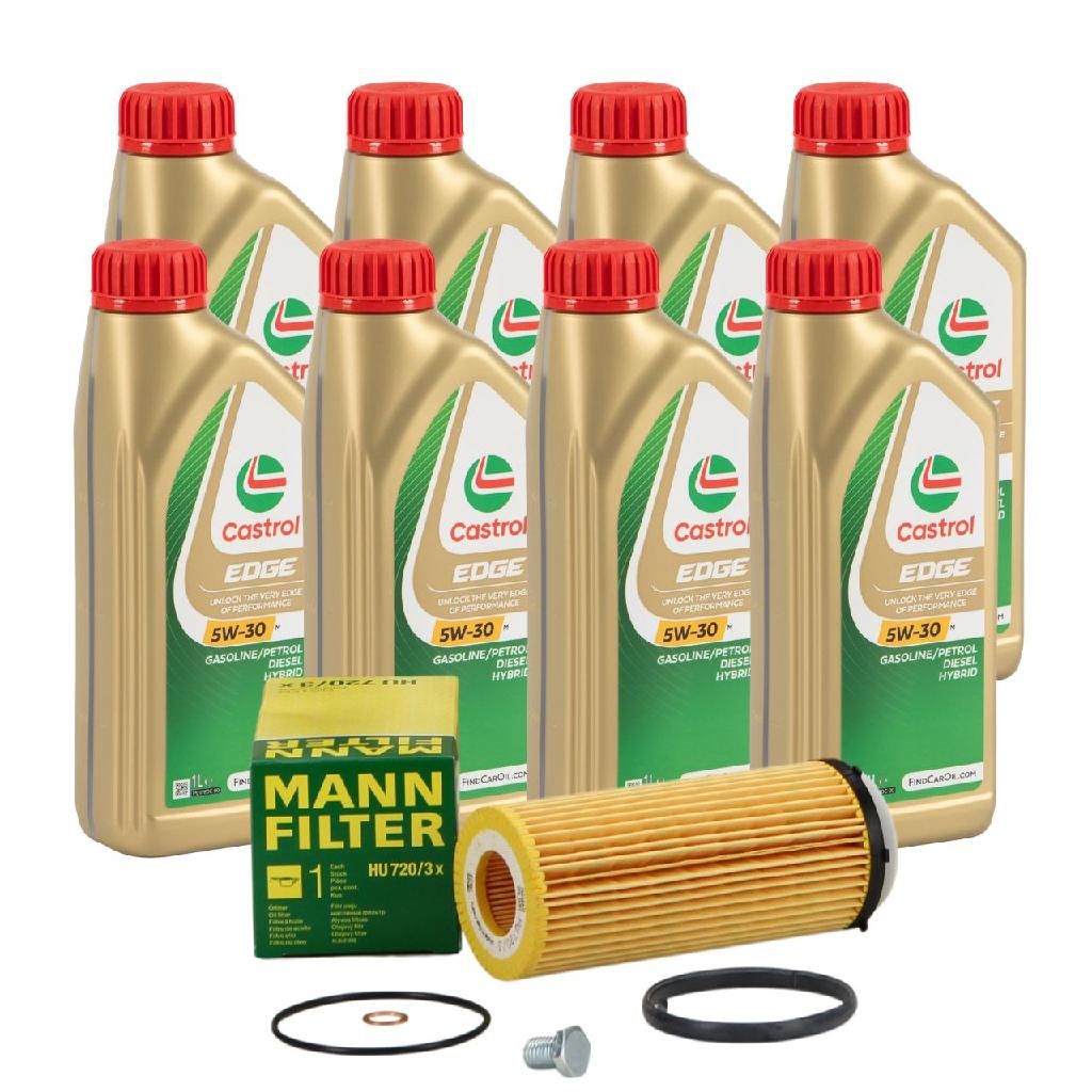 8 Liter CASTROL Edge Motoröl ÖL 5W30 M BMW Longlife-04 + MANN Ölfilter HU720/3x
