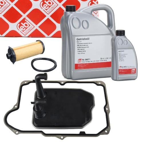 FEBI BILSTEIN Schaltgetriebeöl 39071 + Hydraulikfiltersatz, Automatikgetriebe 171138 + Hydraulikfilter, Automatikgetriebe 105810 + Schaltgetriebeöl 39070 Bild FEBI BILSTEIN Schaltgetriebeöl 39071 + Hydraulikfiltersatz, Automatikgetriebe 171138 + Hydraulikfilter, Automatikgetriebe 105810 + Schaltgetriebeöl 39070