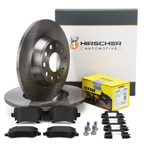 HIRSCHER Bremsscheiben + TEXTAR Beläge VW Golf 5 6 GTI Passat B6 AUDI A3 8P Q3 8U hinten Bild HIRSCHER Bremsscheiben + TEXTAR Beläge VW Golf 5 6 GTI Passat B6 AUDI A3 8P Q3 8U hinten