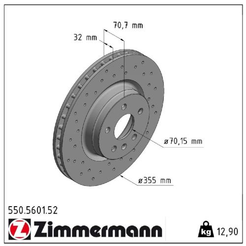 ZIMMERMANN Bremsscheibe 550.5601.52 + Bremsbelagsatz, Scheibenbremse 23325.160.1 Bild ZIMMERMANN Bremsscheibe 550.5601.52 + Bremsbelagsatz, Scheibenbremse 23325.160.1