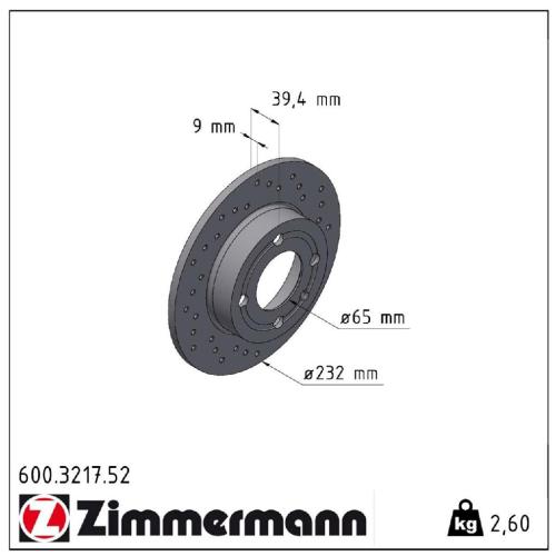 ZIMMERMANN Bremsscheibe 600.3217.52 + Bremsbelagsatz, Scheibenbremse 20961.172.1 Bild ZIMMERMANN Bremsscheibe 600.3217.52 + Bremsbelagsatz, Scheibenbremse 20961.172.1