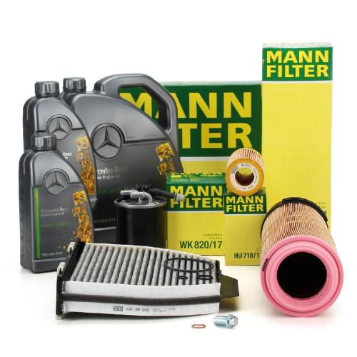 MANN Filterset 4-tlg + 7L ORIGINAL 5W30 Motoröl MERCEDES W204 C220CDI OM646 170 PS Bild MANN Filterset 4-tlg + 7L ORIGINAL 5W30 Motoröl MERCEDES W204 C220CDI OM646 170 PS