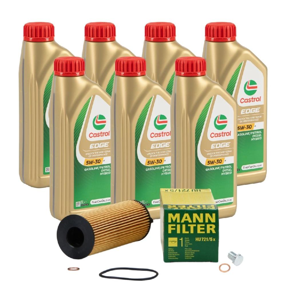 7 Liter CASTROL Edge Motoröl ÖL 5W30 M BMW Longlife-04 + MANN Ölfilter HU721/5x
