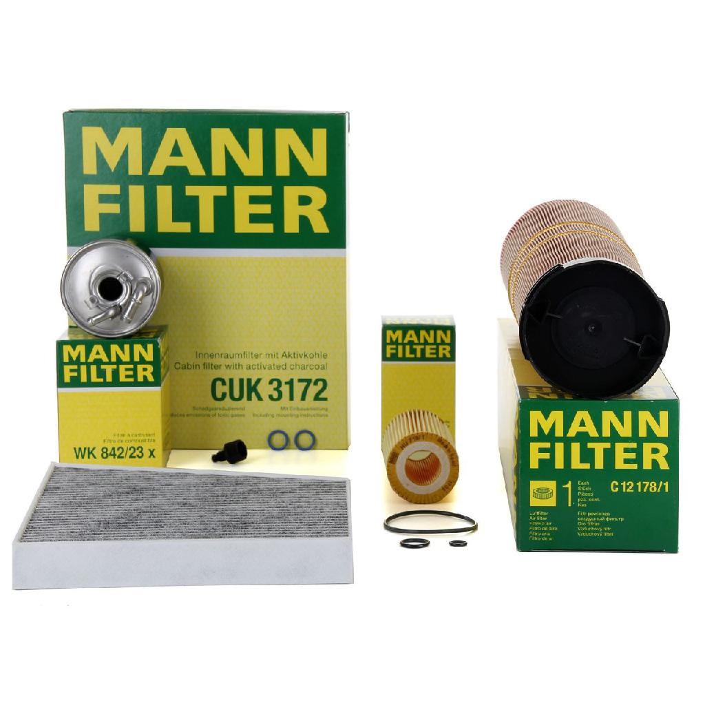 MANN-FILTER Filter, Innenraumluft CUK 3172 + Ölfilter HU 718/1 k + Kraftstofffilter WK 842/23 x + Luftfilter C 12 178/1