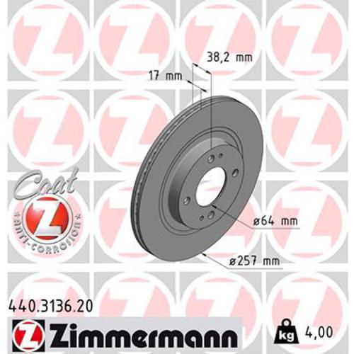 ZIMMERMANN Bremsscheibe 440.3136.20 + Bremsbelagsatz, Scheibenbremse 24423.150.1 Bild ZIMMERMANN Bremsscheibe 440.3136.20 + Bremsbelagsatz, Scheibenbremse 24423.150.1