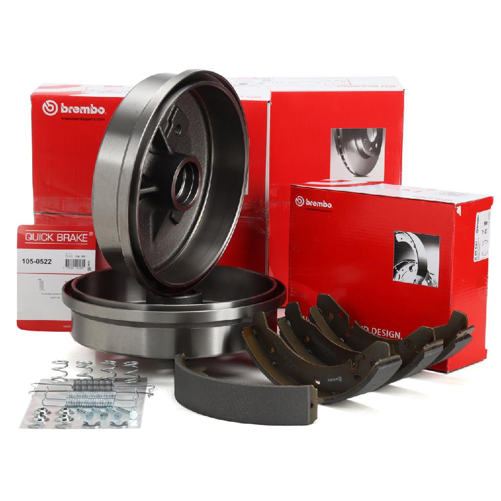 QUICK BRAKE Zubehörsatz, Bremsbacken 105-0522 BREMBO Bremstrommel 14.3219.10 + Bremsbackensatz S 85 501