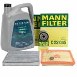 MANN Filterset + 5L ORIGINAL 0W20 Motoröl VW Golf 7 A3 8V Q2 Leon 5F Octavia 3 1.0 TSI