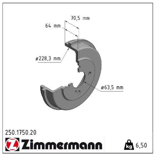 ZIMMERMANN Bremsbackensatz 10990.155.9 + Bremstrommel 250.1750.20 Bild ZIMMERMANN Bremsbackensatz 10990.155.9 + Bremstrommel 250.1750.20