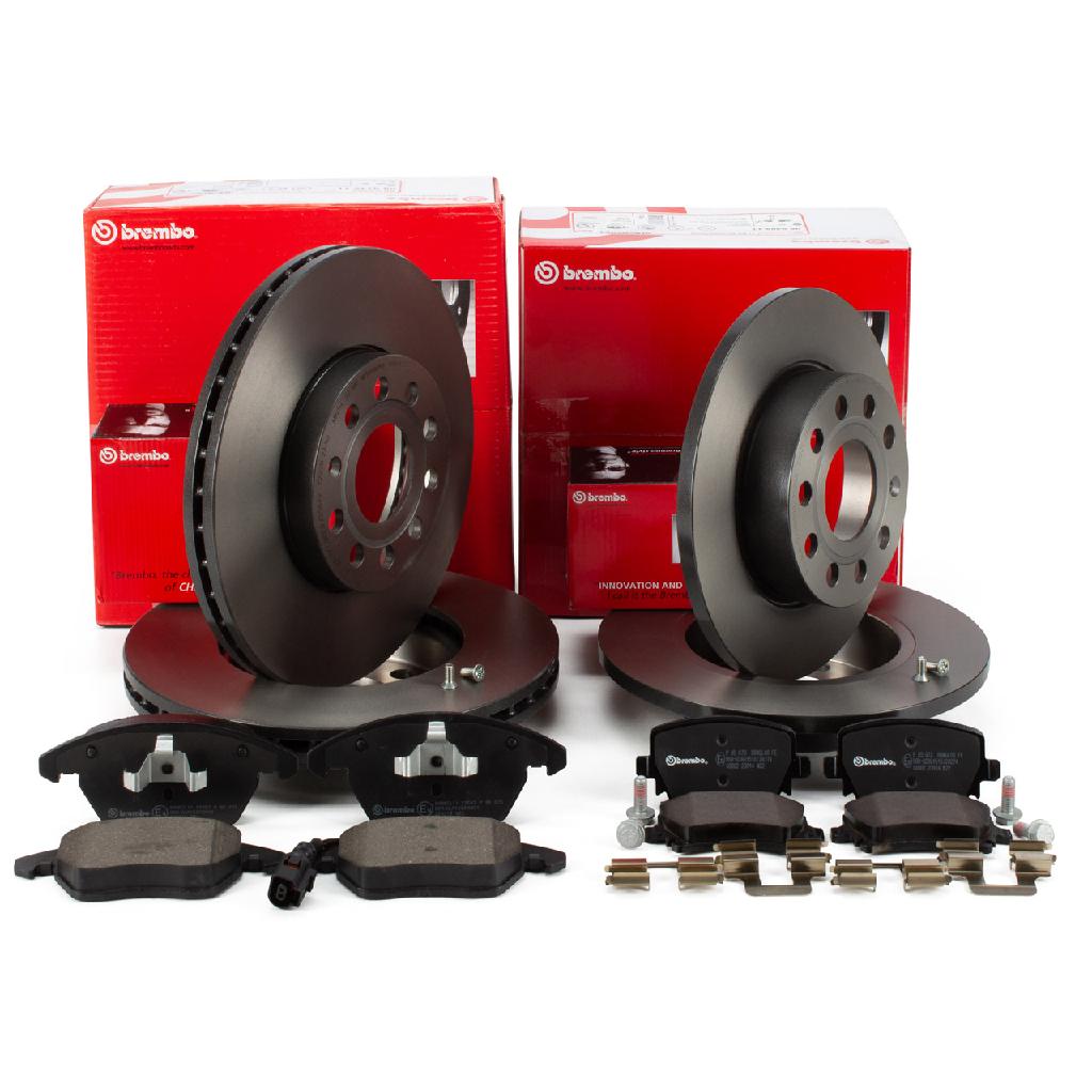 BREMBO Bremsscheibe 09.9145.11 + Bremsbelagsatz, Scheibenbremse P 85 075 + Bremsscheibe 08.9488.11 + Bremsbelagsatz, Scheibenbremse P 85 073