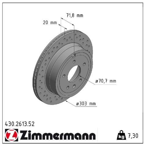 ZIMMERMANN Bremsscheibe 430.2613.52 + Bremsbelagsatz, Scheibenbremse 24498.155.1 Bild ZIMMERMANN Bremsscheibe 430.2613.52 + Bremsbelagsatz, Scheibenbremse 24498.155.1
