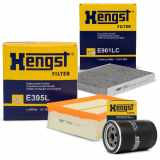 HENGST FILTER Luftfilter E395L + Ölfilter H14W27 + Filter, Innenraumluft E961LC