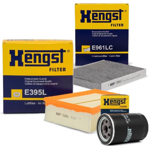 HENGST FILTER Luftfilter E395L + Ölfilter H14W27 + Filter, Innenraumluft E961LC Bild HENGST FILTER Luftfilter E395L + Ölfilter H14W27 + Filter, Innenraumluft E961LC