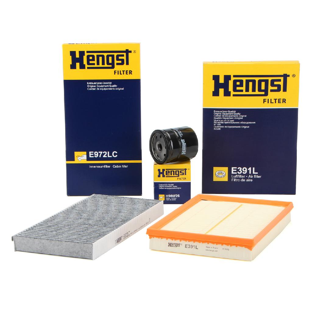 HENGST FILTER Ölfilter H90W26 + Filter, Innenraumluft E972LC + Luftfilter E391L