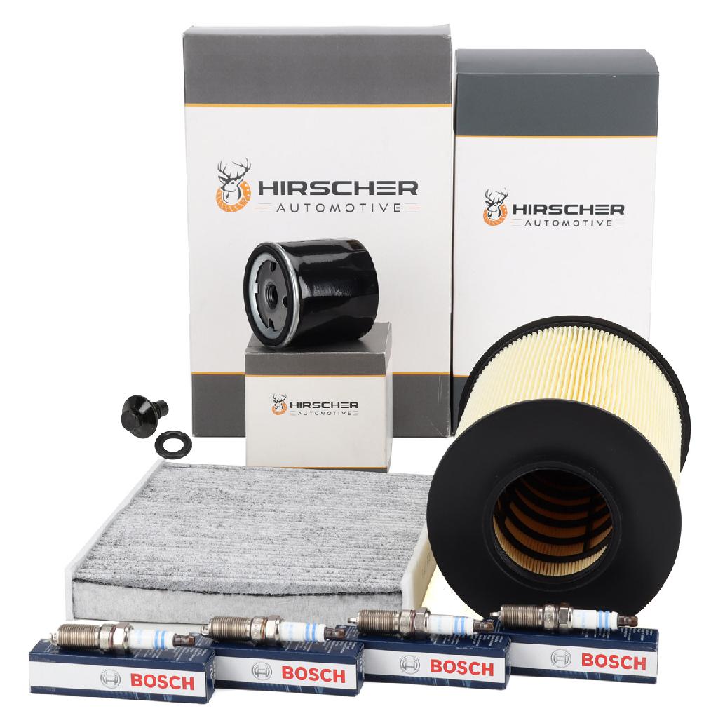 HIRSCHER Filterset + 4x BOSCH Zündkerze FORD Focus 2 Mk2 1.4 1.6/Ti 04.2007-01.2008