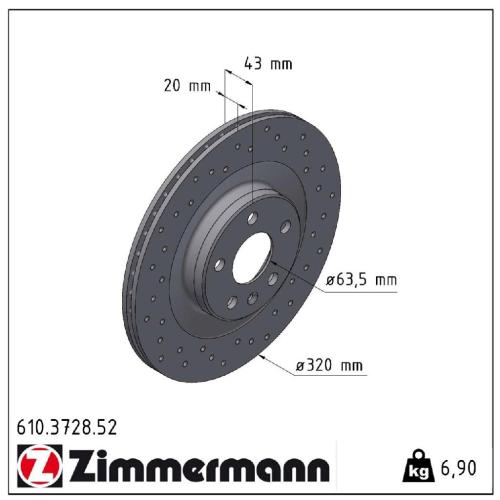 ZIMMERMANN Bremsbelagsatz, Scheibenbremse 22141.160.1 + Bremsscheibe 610.3728.52 Bild ZIMMERMANN Bremsbelagsatz, Scheibenbremse 22141.160.1 + Bremsscheibe 610.3728.52