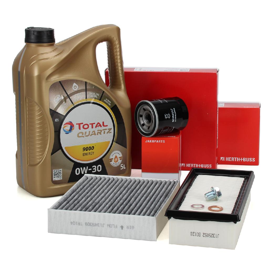 HERTH+BUSS Filterset + 5L TOTAL 0W30 Motoröl SMART ForFour (454) 1.1 1.3 75/95 PS