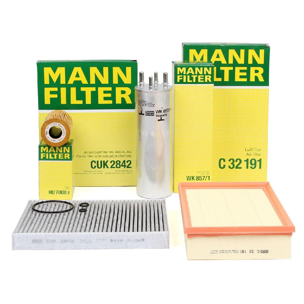 MANN-FILTER Filter, Innenraumluft CUK 2842 + Ölfilter HU 7008 z + Kraftstofffilter WK 857/1 + Luftfilter C 32 191