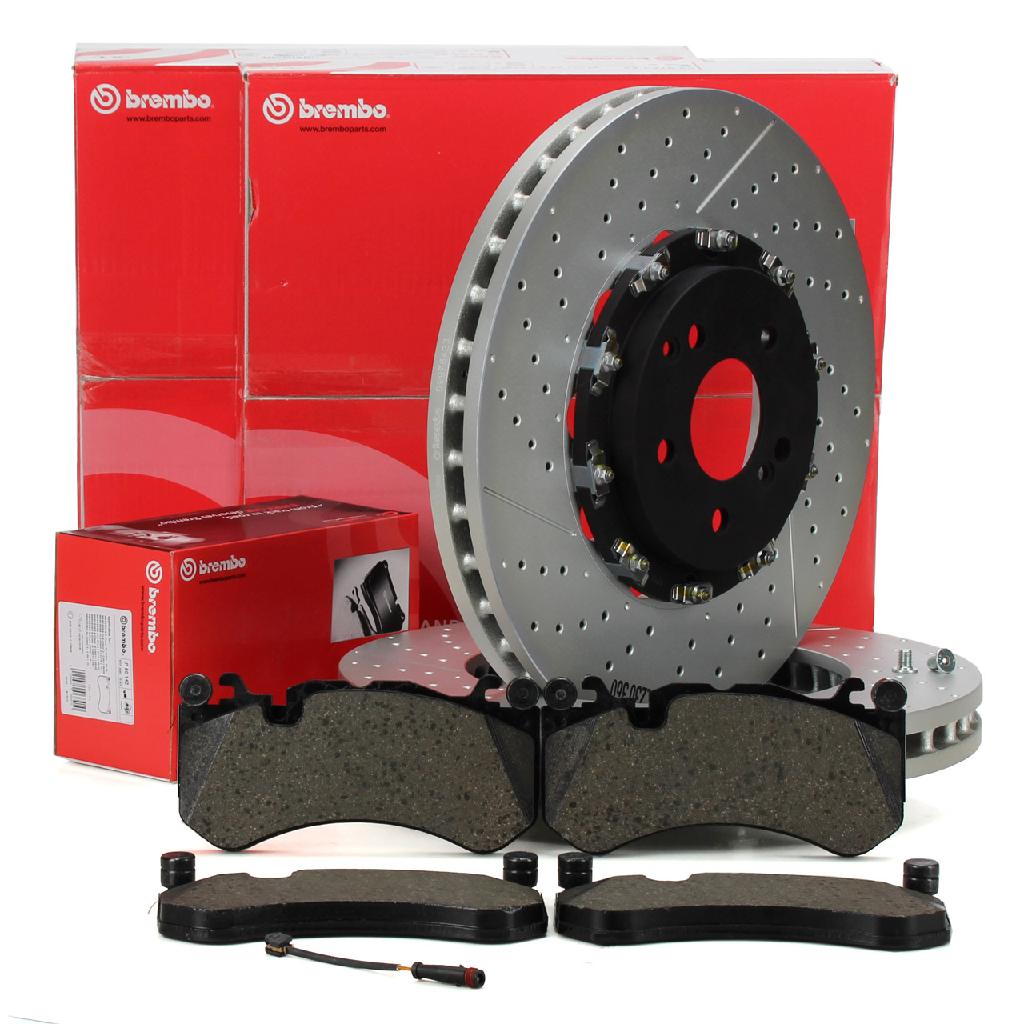 BREMBO Bremsscheiben + Beläge + Sensor MERCEDES W204 W205 C63AMG W221 S600 vorne
