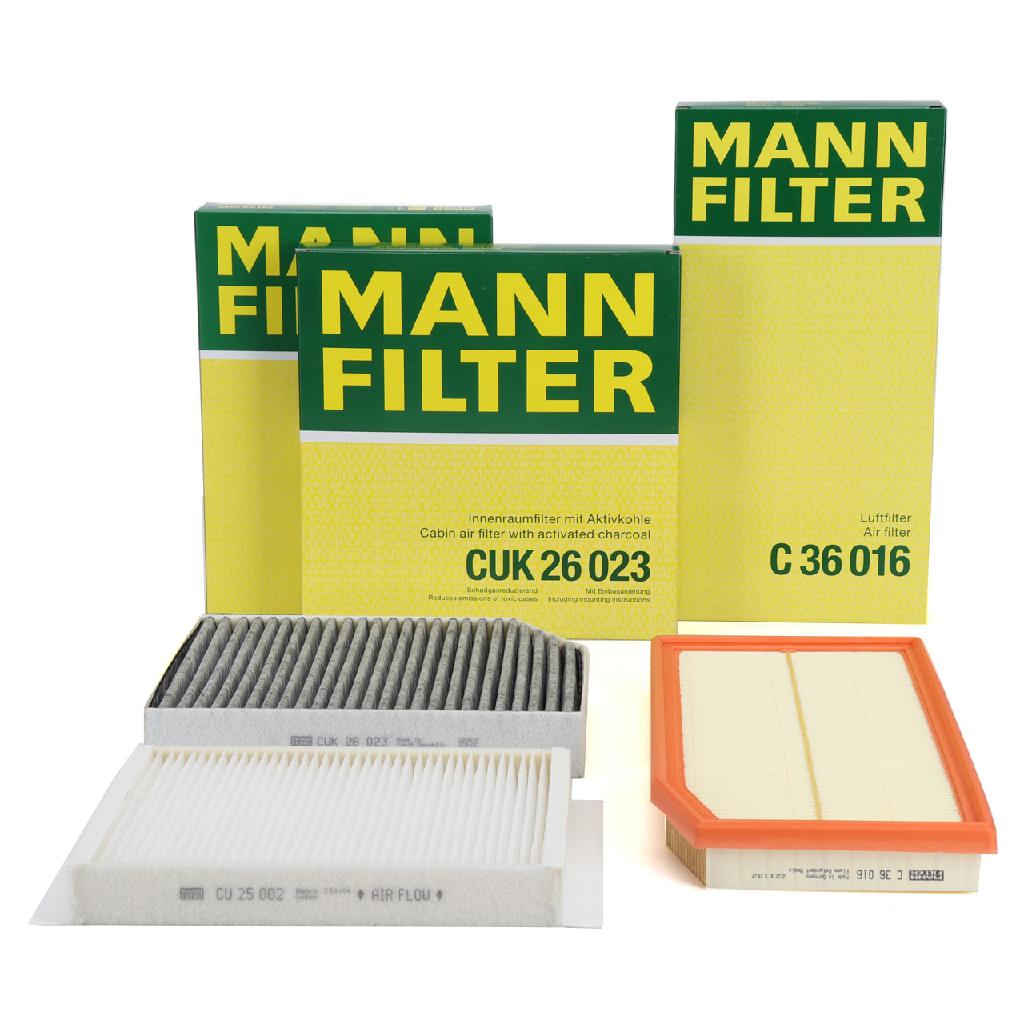 MANN-FILTER Luftfilter C 36 016 + Filter, Innenraumluft CU 25 002 + Filter, Innenraumluft CUK 26 023