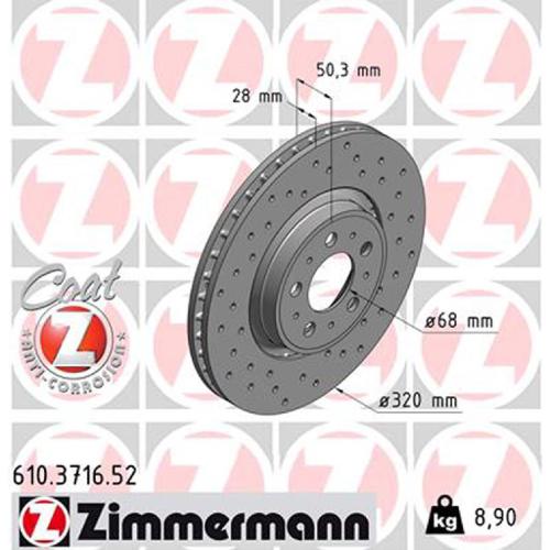ZIMMERMANN Bremsbelagsatz, Scheibenbremse 23073.190.1 + Bremsscheibe 610.3716.52 Bild ZIMMERMANN Bremsbelagsatz, Scheibenbremse 23073.190.1 + Bremsscheibe 610.3716.52