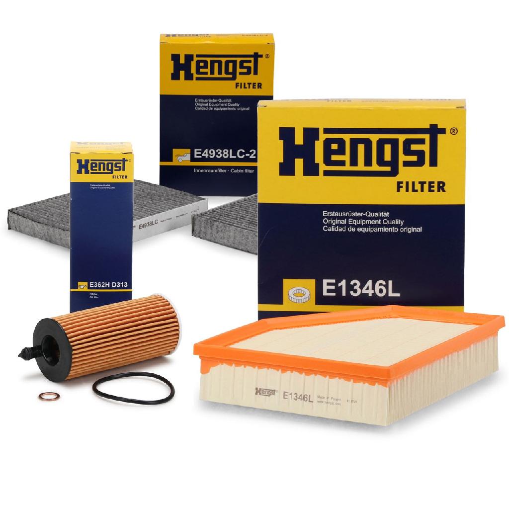 HENGST FILTER Luftfilter E1346L + Ölfilter E362H D313 + Filter, Innenraumluft E4938LC-2