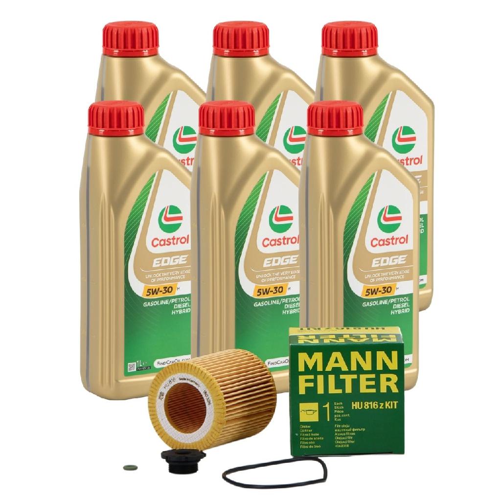 CASTROL Motoröl 15F6DA + Motoröl 15F6DC MANN-FILTER Ölfilter HU 816 z KIT