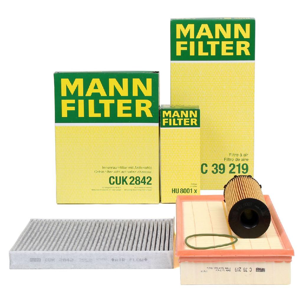 MANN-FILTER Filter, Innenraumluft CUK 2842 + Luftfilter C 39 219 + Ölfilter HU 8001 x
