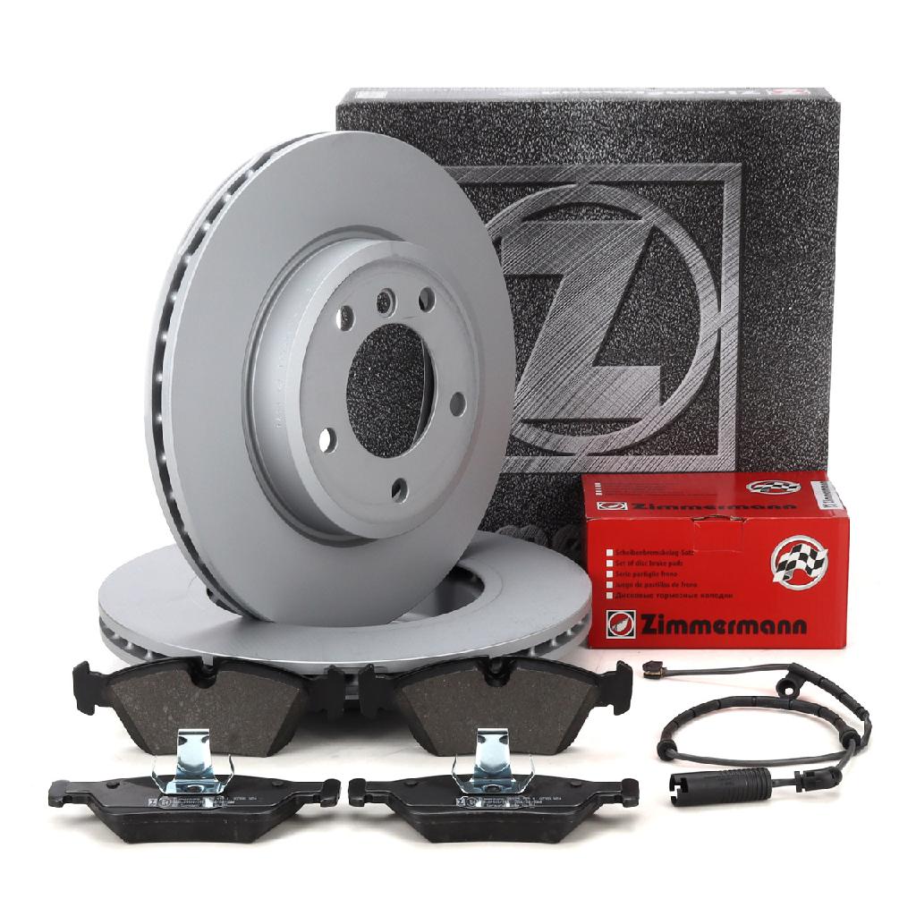 ZIMMERMANN Bremsscheiben + Beläge + Wako BMW 3er E46 328i 320d Z4 E85 2.5si 3.0i vorne
