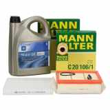 MANN Filterset + 5L ORIGINAL 5W30 dexos1 Gen3 Motoröl OPEL Corsa D E 1.4/1.6 Turbo / OPC