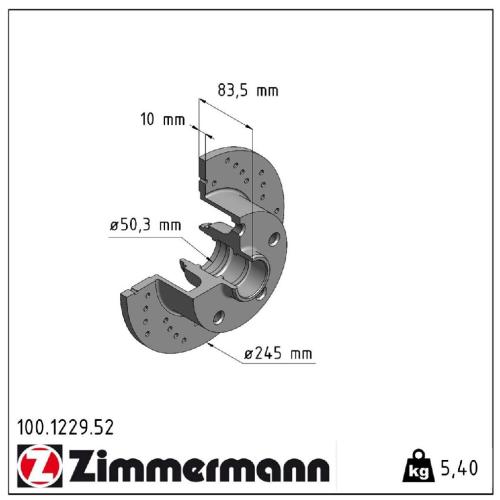 ZIMMERMANN Bremsbelagsatz, Scheibenbremse 21144.165.1 + Bremsscheibe 100.1229.52 Bild ZIMMERMANN Bremsbelagsatz, Scheibenbremse 21144.165.1 + Bremsscheibe 100.1229.52