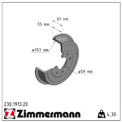 ZIMMERMANN Bremstrommel 230.1913.20 + Bremsbackensatz 10990.113.8 Bild ZIMMERMANN Bremstrommel 230.1913.20 + Bremsbackensatz 10990.113.8