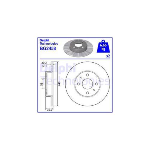 TEXTAR Bremsbelagsatz, Scheibenbremse 2143602 DELPHI Bremsscheibe BG2458 Bild TEXTAR Bremsbelagsatz, Scheibenbremse 2143602 DELPHI Bremsscheibe BG2458