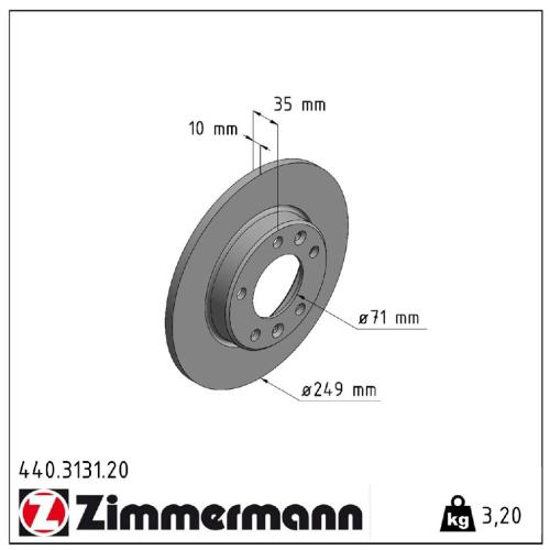 ZIMMERMANN Bremsscheibe 440.3131.20 + Bremsbelagsatz, Scheibenbremse 25841.160.1 Bild ZIMMERMANN Bremsscheibe 440.3131.20 + Bremsbelagsatz, Scheibenbremse 25841.160.1