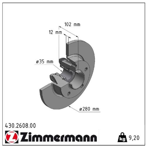 ZIMMERMANN Bremsbelagsatz, Scheibenbremse 23980.170.1 + Bremsscheibe 430.2608.00 Bild ZIMMERMANN Bremsbelagsatz, Scheibenbremse 23980.170.1 + Bremsscheibe 430.2608.00