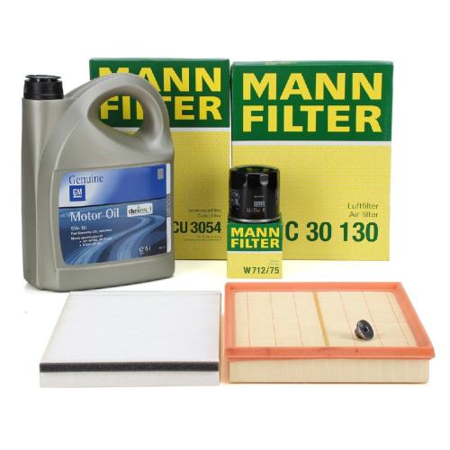MANN Filterset + 5L ORIGINAL 5W30 dexos1 Gen2 Motoröl OPEL Astra G H Zafira A 1.4-2.0 OPC Bild MANN Filterset + 5L ORIGINAL 5W30 dexos1 Gen2 Motoröl OPEL Astra G H Zafira A 1.4-2.0 OPC