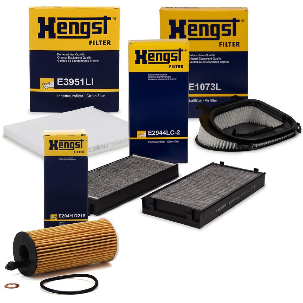 HENGST FILTER Luftfilter E1073L + Ölfilter E204H D218 + Filter, Innenraumluft E3951LI + Filter, Innenraumluft E2944LC-2