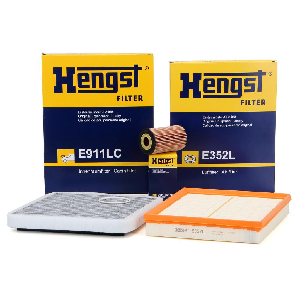 HENGST FILTER Luftfilter E352L + Filter, Innenraumluft E911LC + Ölfilter E611H D442