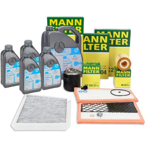 MANN Filterset 4-tlg + ORIGINAL 5W30 MB 229.51 Motoröl MERCEDES W203 C320CDI OM642.910 Bild MANN Filterset 4-tlg + ORIGINAL 5W30 MB 229.51 Motoröl MERCEDES W203 C320CDI OM642.910