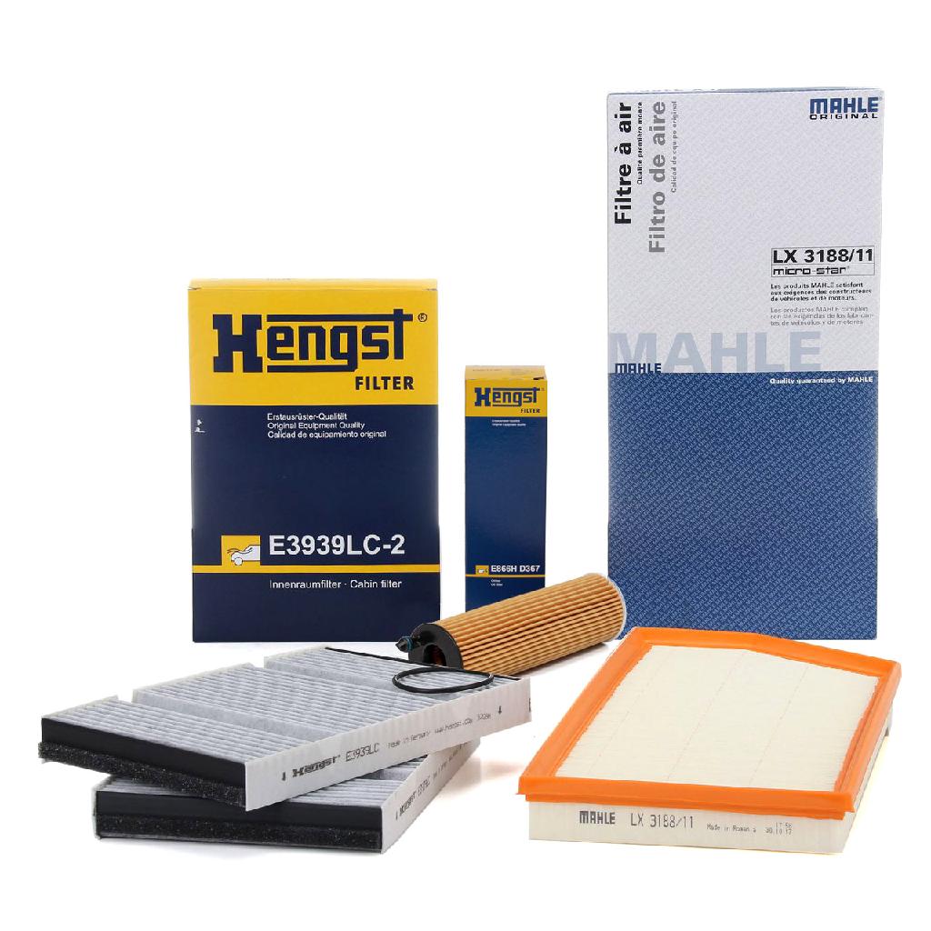 MAHLE Luftfilter LX 3188/11 HENGST FILTER Filter, Innenraumluft E3939LC-2 + Ölfilter E866H D367