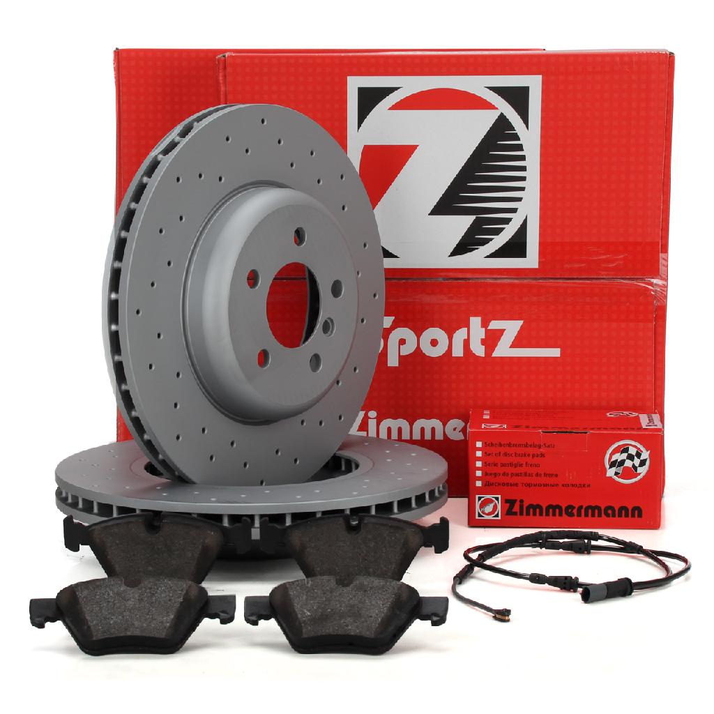 Zimmermann SPORT Bremsscheiben + Bremsbeläge + Sensor BMW 5er F10 F11 vorne
