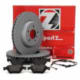 Zimmermann SPORT Bremsscheiben + Bremsbeläge + Sensor BMW 5er F10 F11 vorne