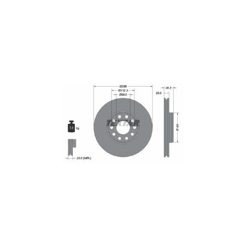 TEXTAR Bremsbelagsatz, Scheibenbremse 2301802 + Bremsscheibe 92121005 Bild TEXTAR Bremsbelagsatz, Scheibenbremse 2301802 + Bremsscheibe 92121005